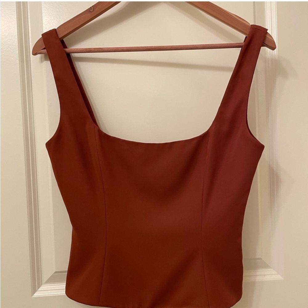 Wilfred Aritzia terracotta square neck top